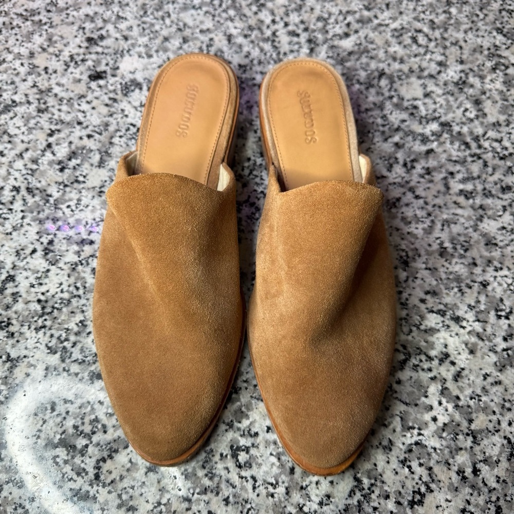Soludos Anthropologie Venetian in Tan Suede Brown Suede Women's Mules Size 9 - Picture 4 of 10